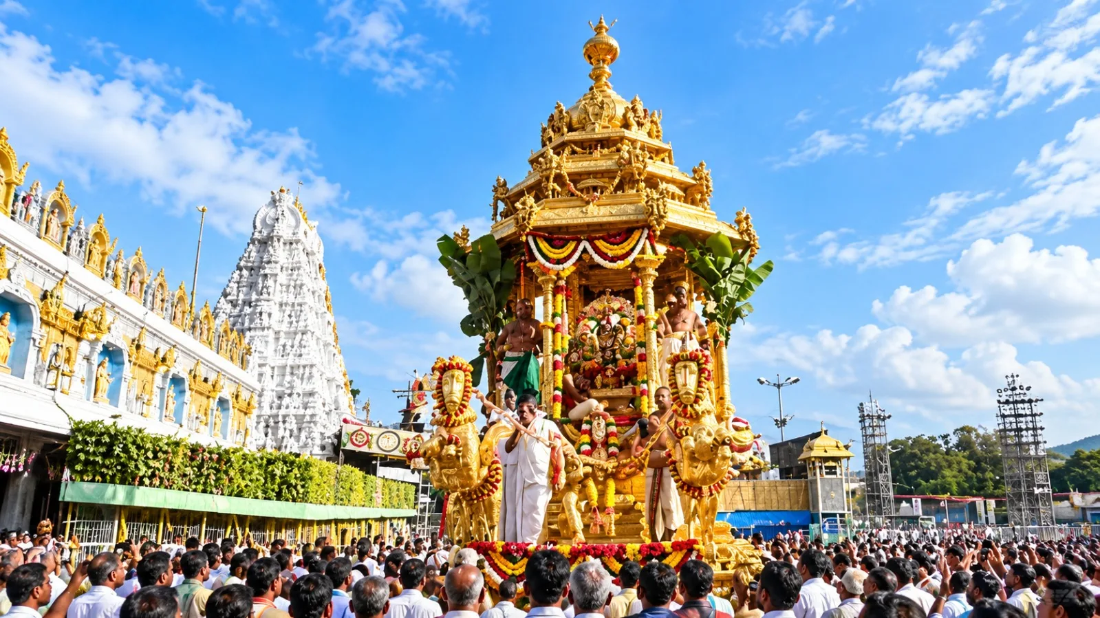 తిరుమలలో వైభవంగా స్వర్ణరథోత్సవం.. కల్కి రూపంలో మలయప్పస్వామి దర్శనం
